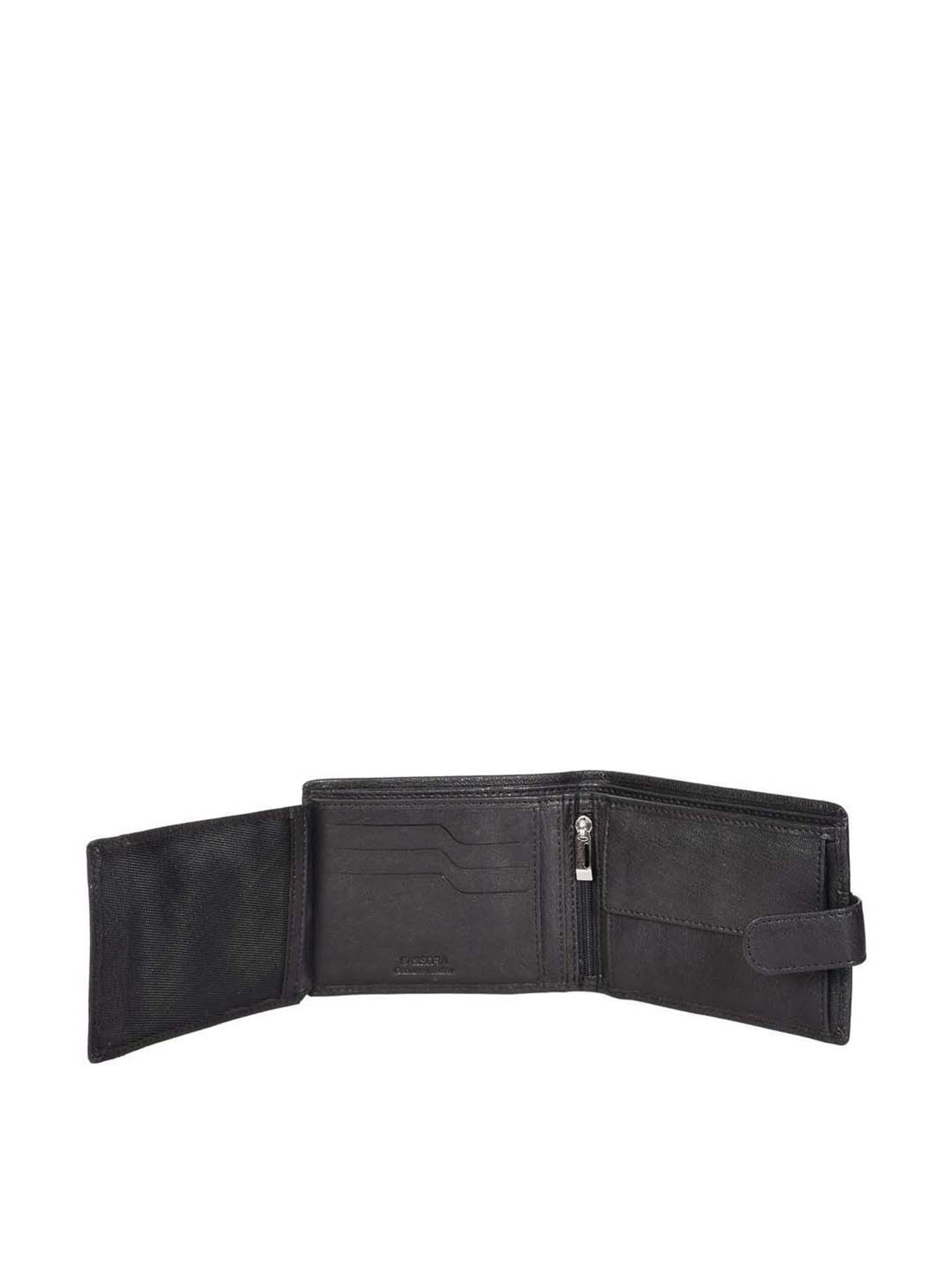 SASSORA Black Casual Leather Rfid Bi-Fold Wallet for Men