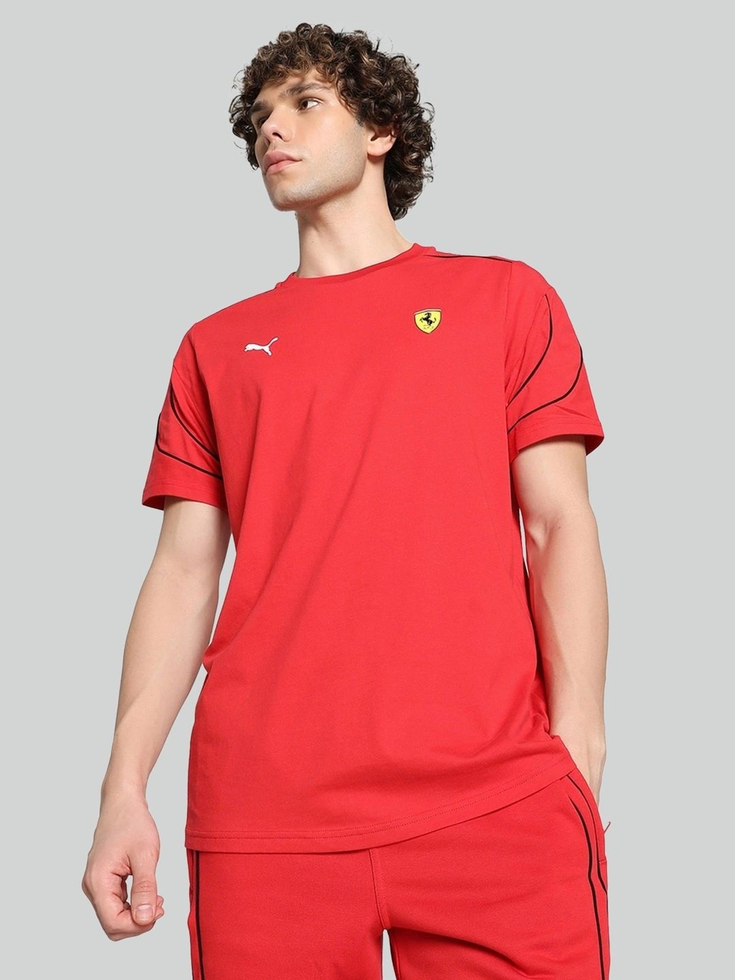 Puma Red Cotton Regular Fit Sports T-Shirt