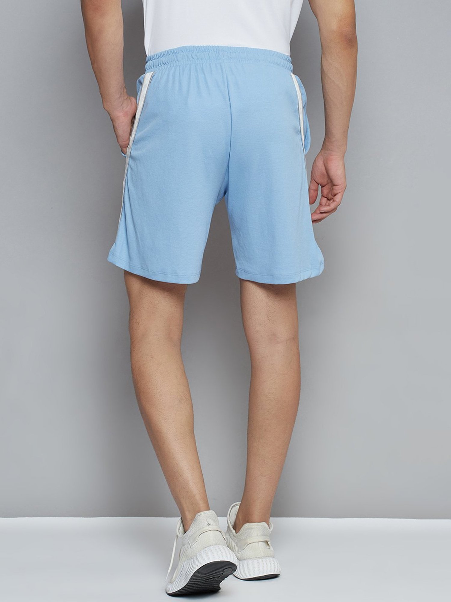 Adidas White Regular Fit Striped Sports Shorts