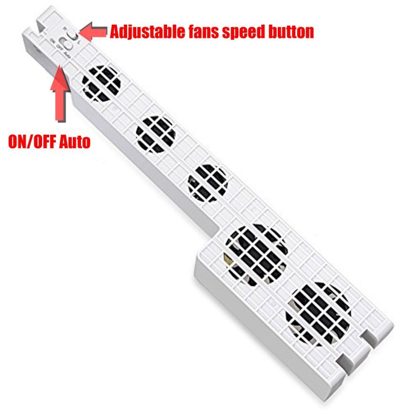 Dobe PS4 Pro USB External 5 Fan Temperature Cooler for Sony Playstation 4 Pro Console - White