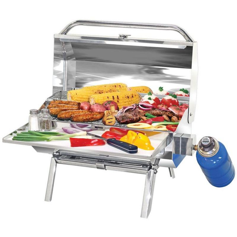 Magma Connoisseur Series ChefsMate Stainless Steel Portable Propane Gas Grill with Inner Lined Safety Shell and Fold Away Legs