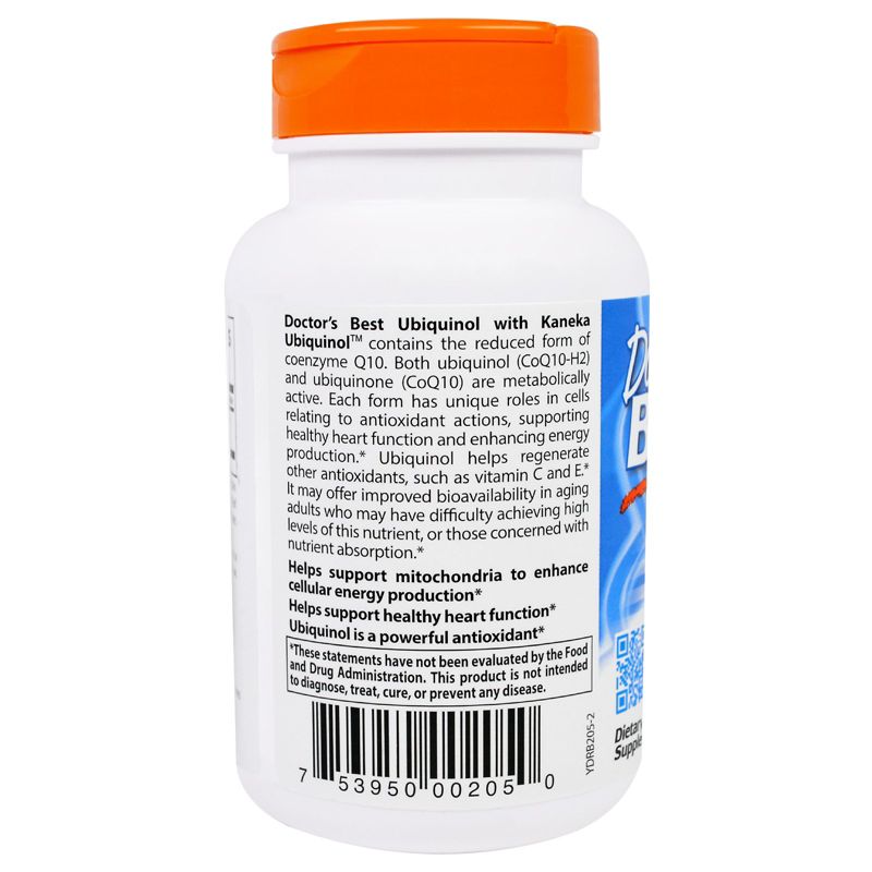 Doctor's Best Ubiquinol with Kaneka, 100 mg, 60 Softgels, Dietary Supplements