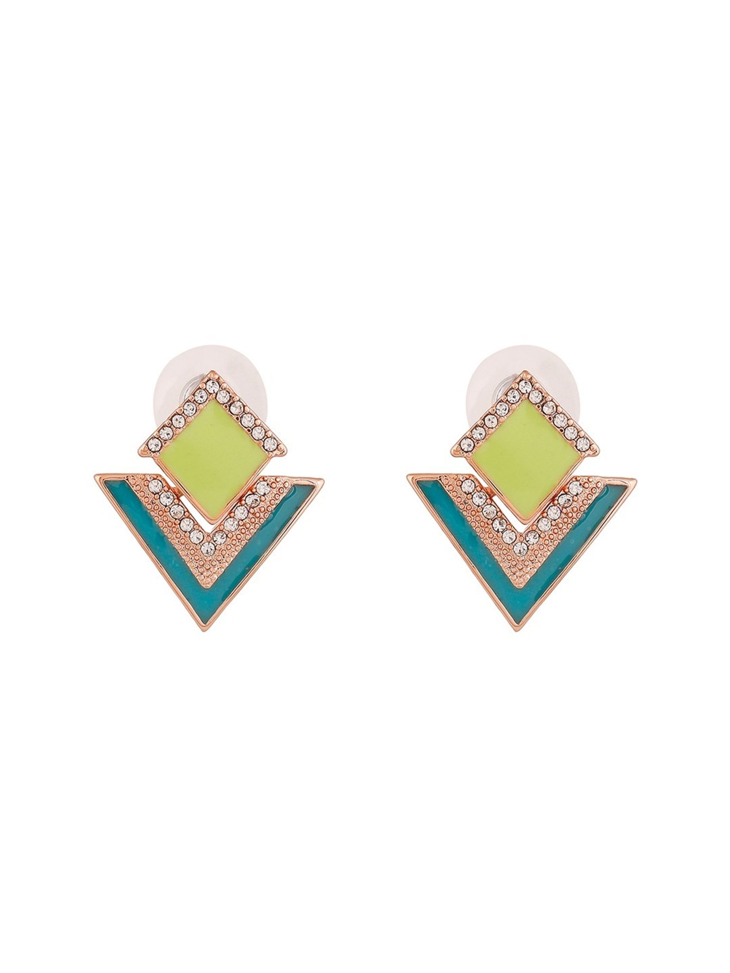 Estele Rose Gold-Plated Geometric Designer Stud Earrings