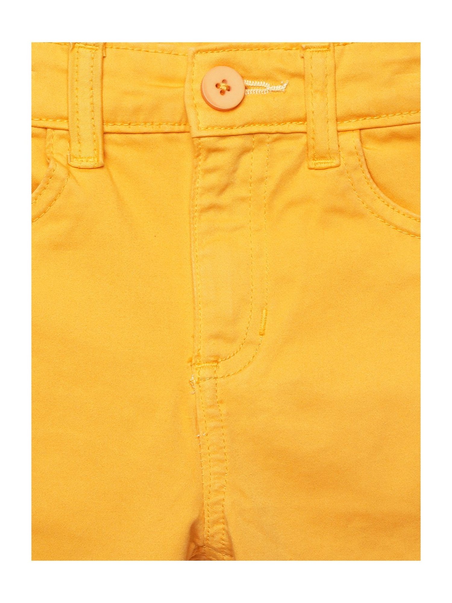 Under Fourteen Only Boys Yellow Solid Trousers