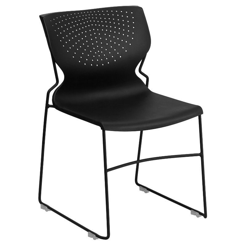 Riverstone Furniture Collection Plastic Stack Chair Black