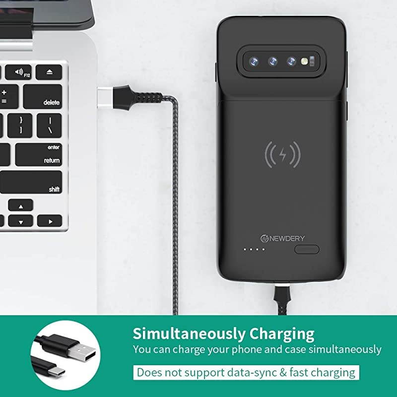 Upgraded Samsung Galaxy S10 Battery Case Qi Wireless Charging Compatible, 4700mAh Slim Rechargeable Extended External Charger Case Compatible Samsung Galaxy S10 (2019)-(6.1 Inches Black)
