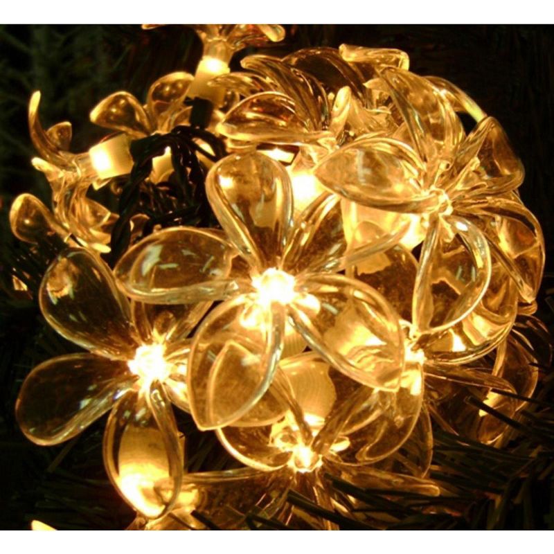 J. Hofert Co 20ct Plumeria Flower Summer Patio String Light Set Green Wire - Clear