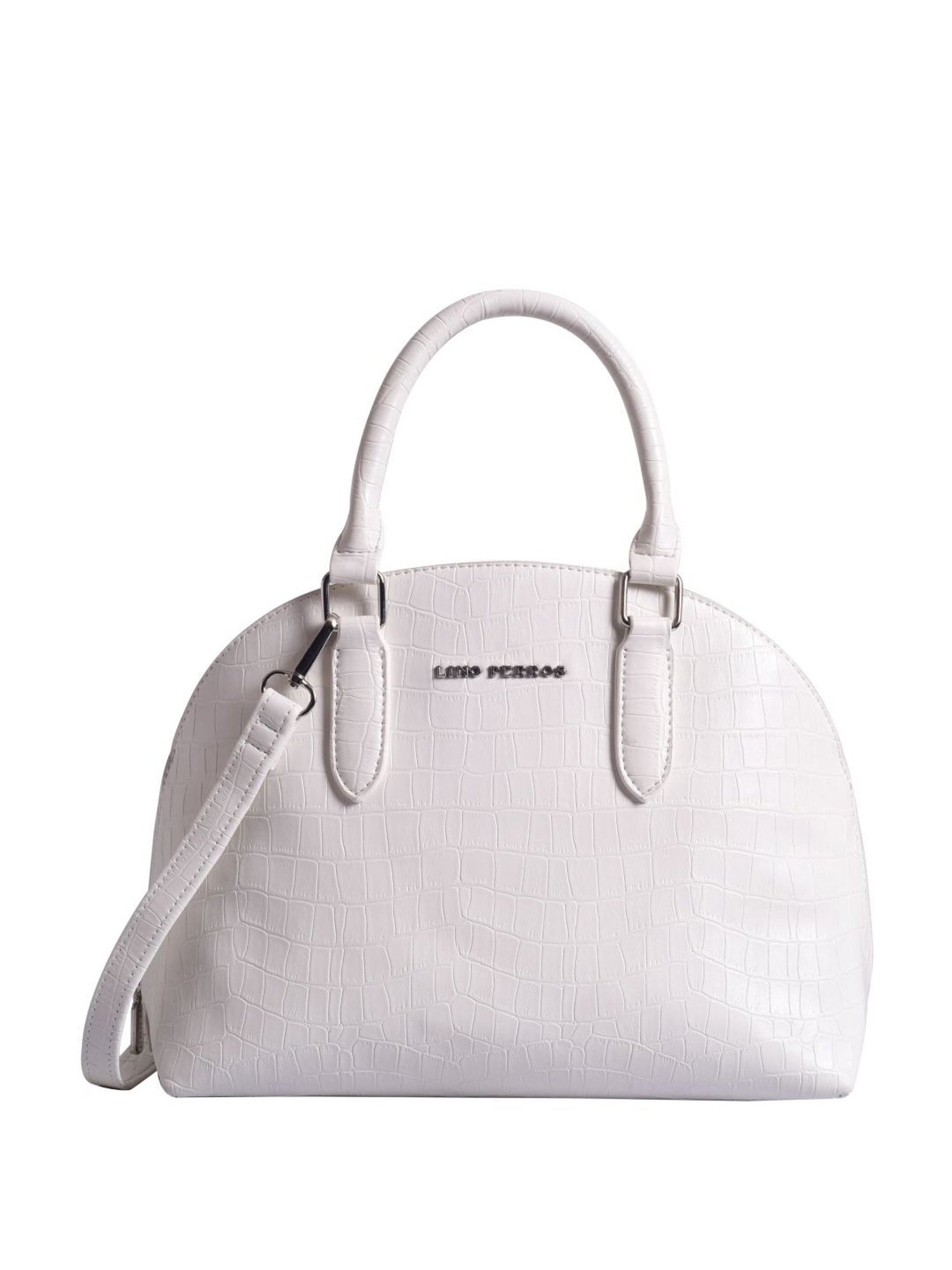 Lino Perros White Textured Medium Handbag