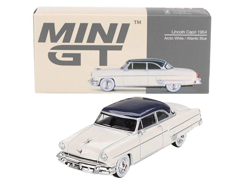 1954 Lincoln Capri "Christmas Hot Rod 2024 Edition by Tim Sadchikov" #24 Blue Metallic with Christmas Graphics and Lincoln Capri Tree Ornament Limited Edition to 9999 pieces Worldwide 1/64 Diecast Model Car by Mini GT