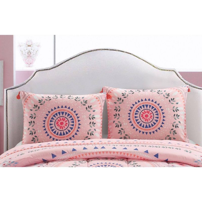 Twin/Twin XL Flowering Medallion Comforter Set Pink - Heritage Club