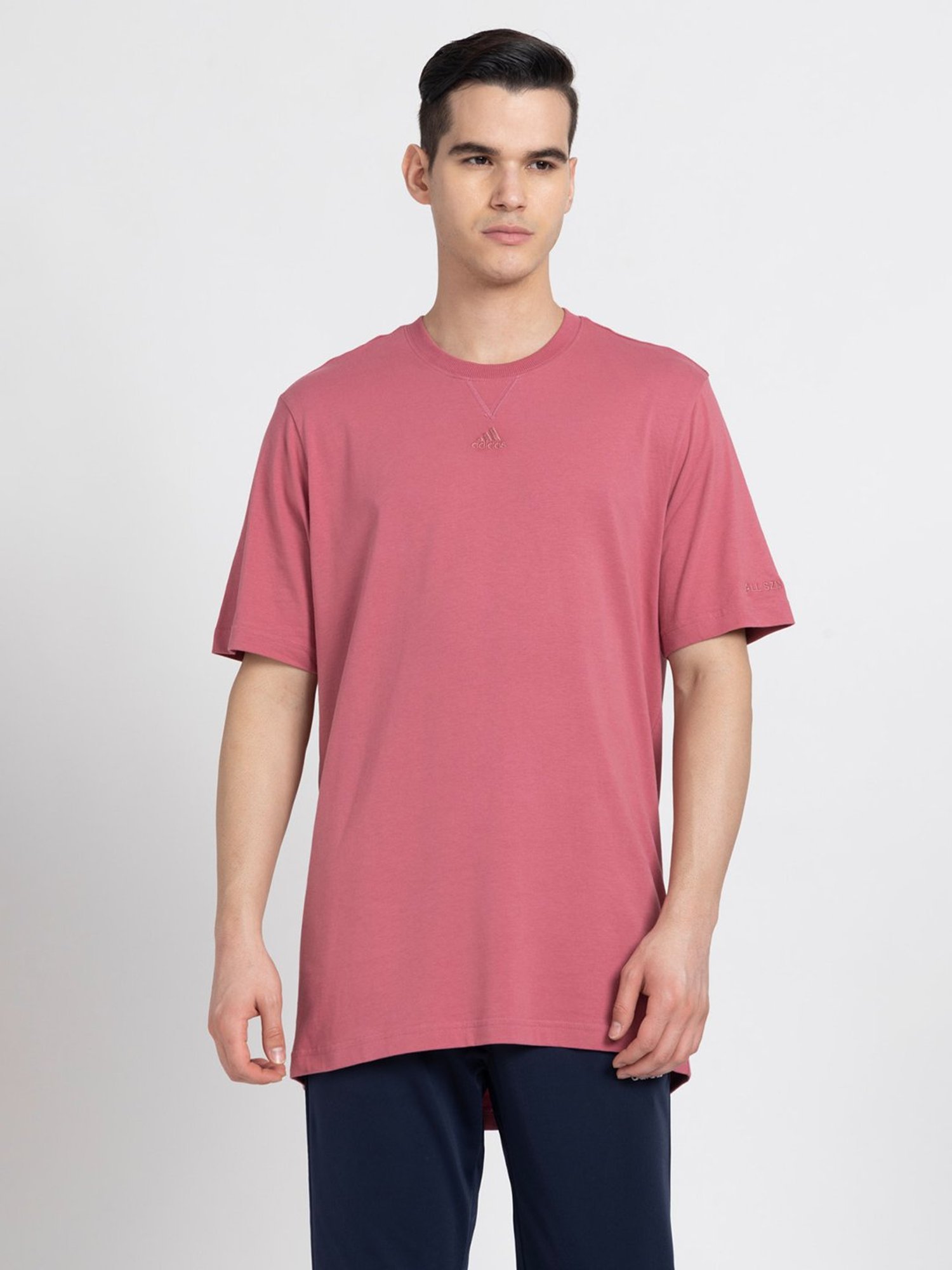 adidas ALL SZN Dark Pink Loose Fit Cotton Crew T-Shirt