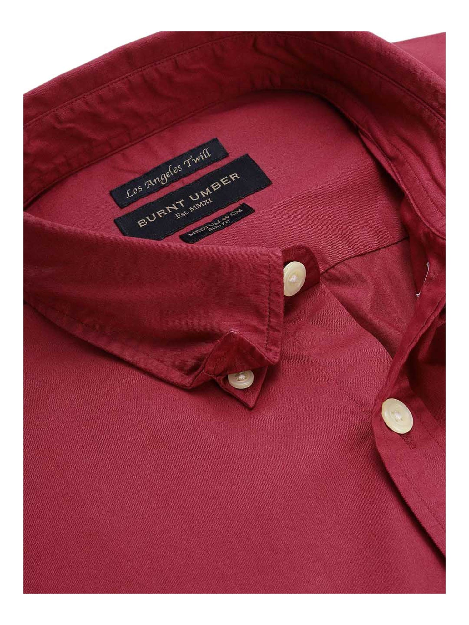 Burnt Umber Red Cotton Regular Fit Shirt