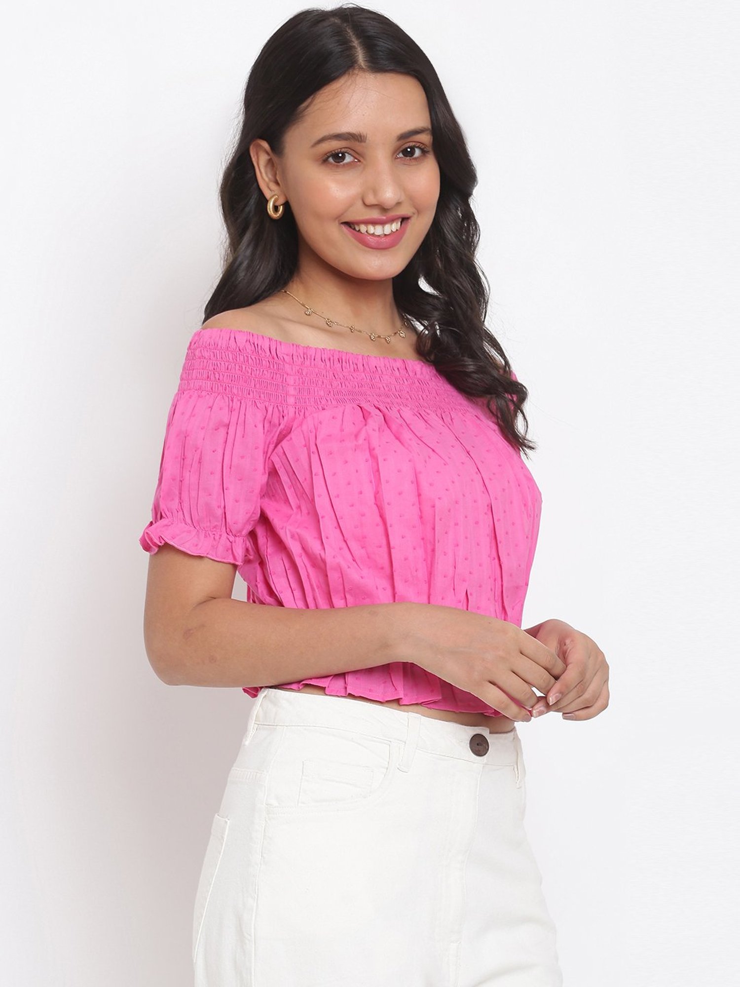 Fabindia Pink Cotton Printed Top