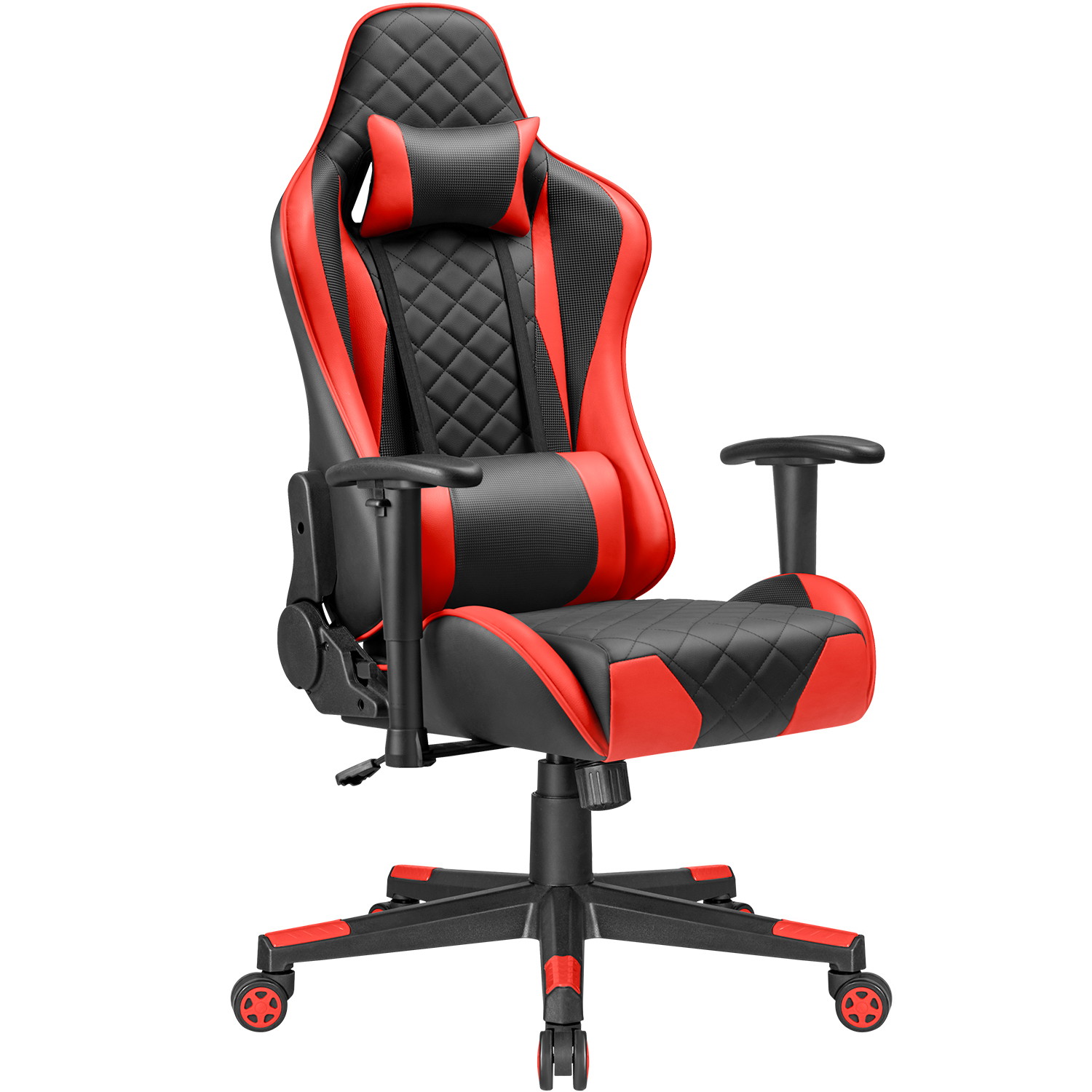 Devoko High Back Ergonominc Gaming Chair Adjustable Height Racing Computer Chair with Headrest and Lumbar Support (Red)