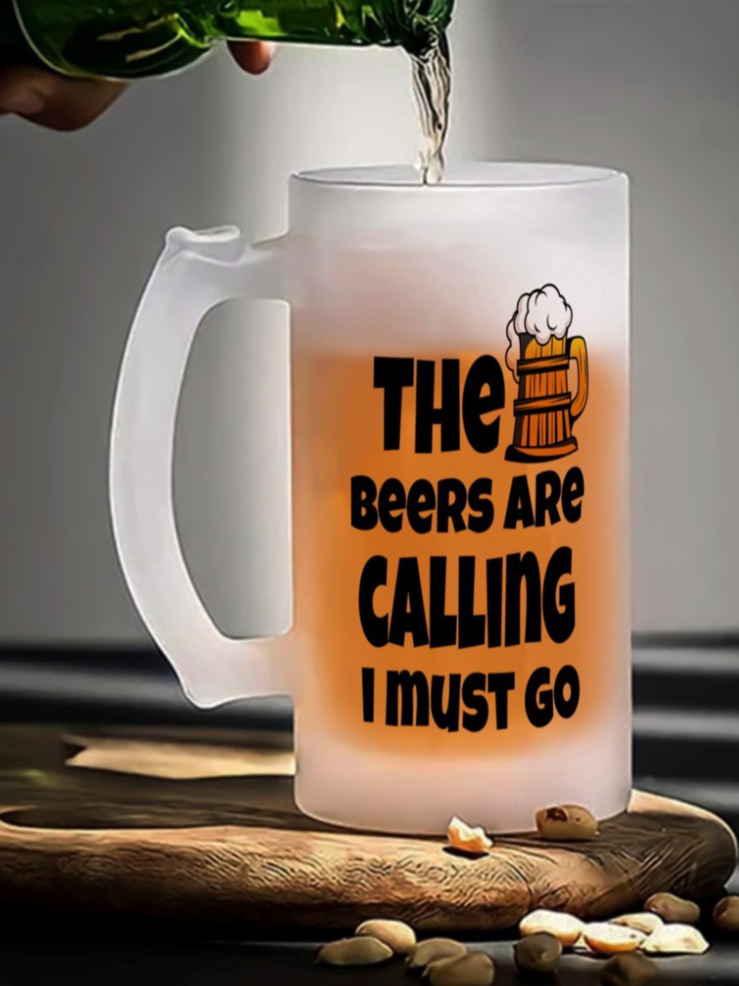 Gathari The Beers are Calling White Glass Beer Mug
