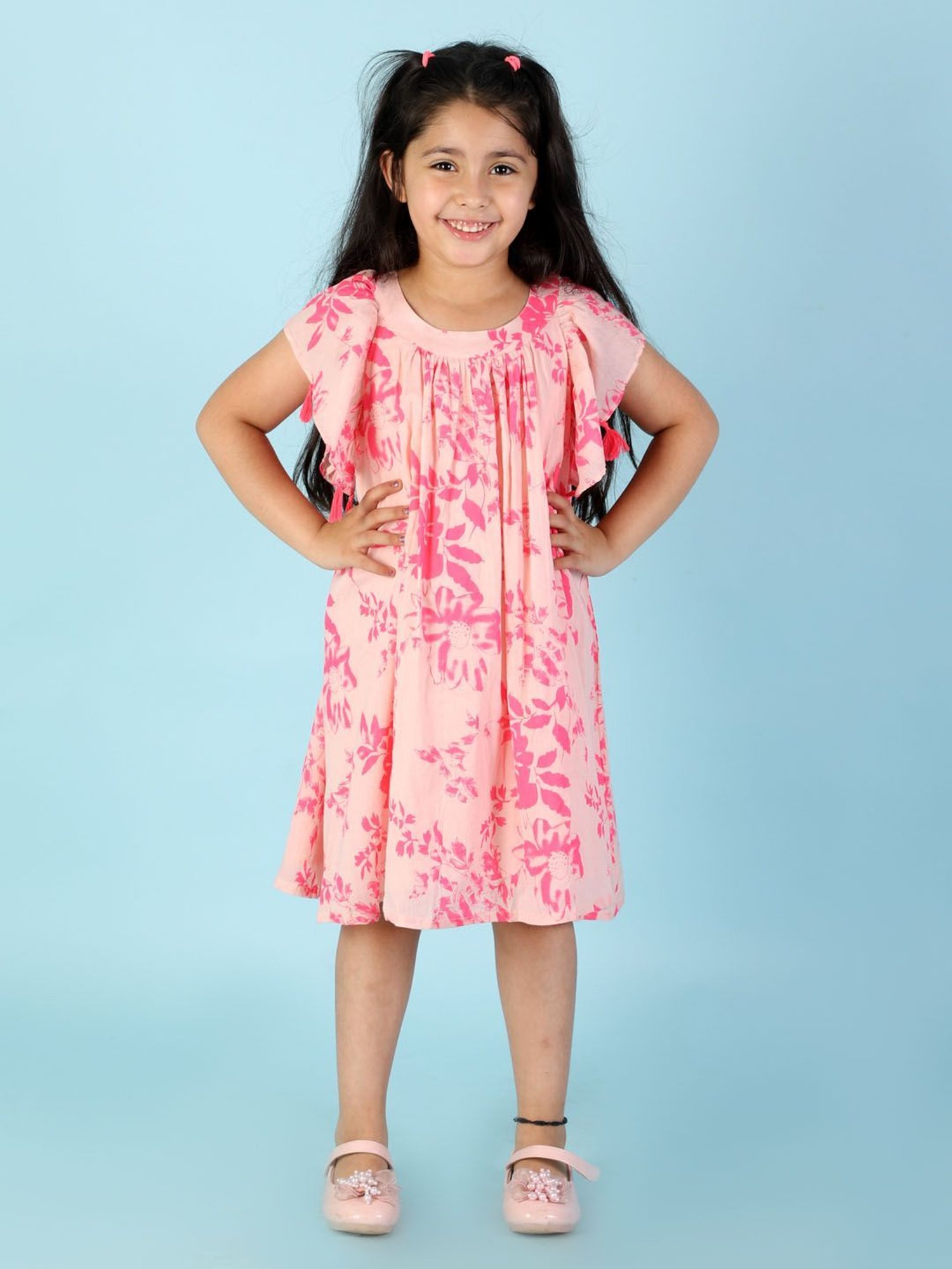 Lil Drama Kids Pink Floral Print Dress