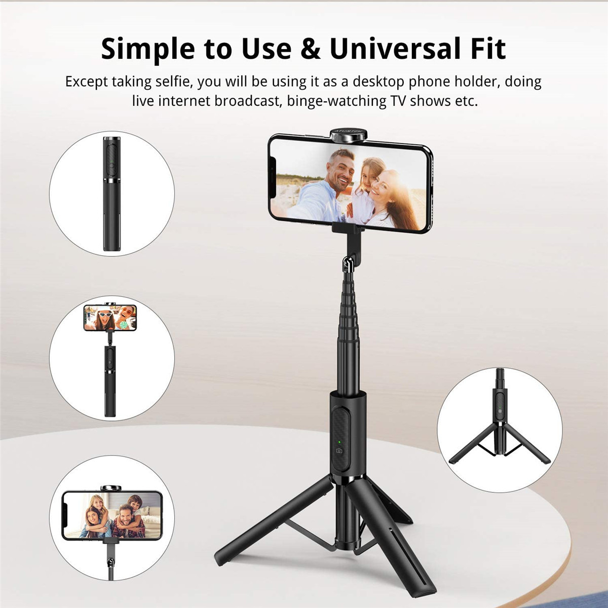 Selfie Stick Tripod, Mlay Extendable 3 in 1 Aluminum Bluetooth Selfie Stick with Wireless Remote and Tripod Stand 360&deg; Rotation for iPhone 12/11/11 Pro/XS Max/XS/XR/X/8/7, Samsung and Smartphone