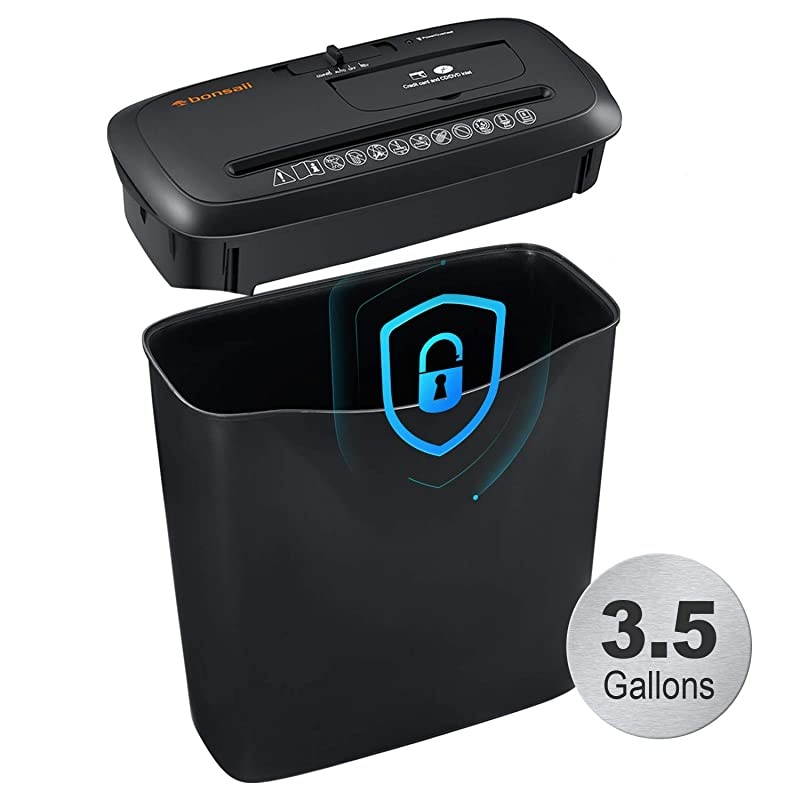 8-Sheet Strip Cut Home Paper Shredder, CD and Credit Card Office Shredder Machine with Overheat and Overload Protection,3.5 Gallons Wastebasket,Black (S120-C)