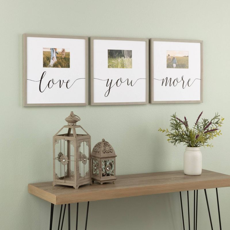 4" x 6" 3pc Love You More Picture Frame Set Rustic Gray - Gallery Solutions