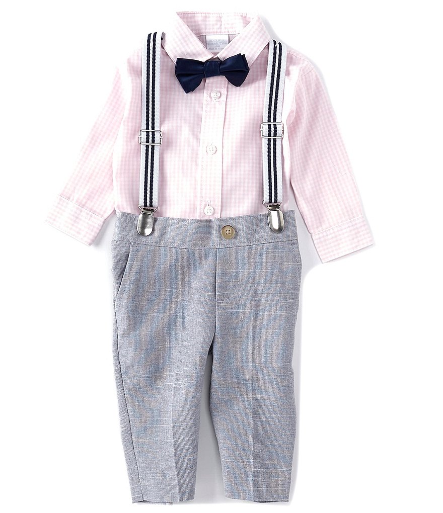 Edgehill Collection Baby Boys Newborn-9 Months Shirt & Cross Shortall Christening Set