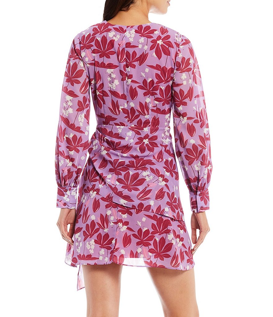 Sachin & Babi Emory Long Sleeve Faux Wrap V-Neck Floral Dress