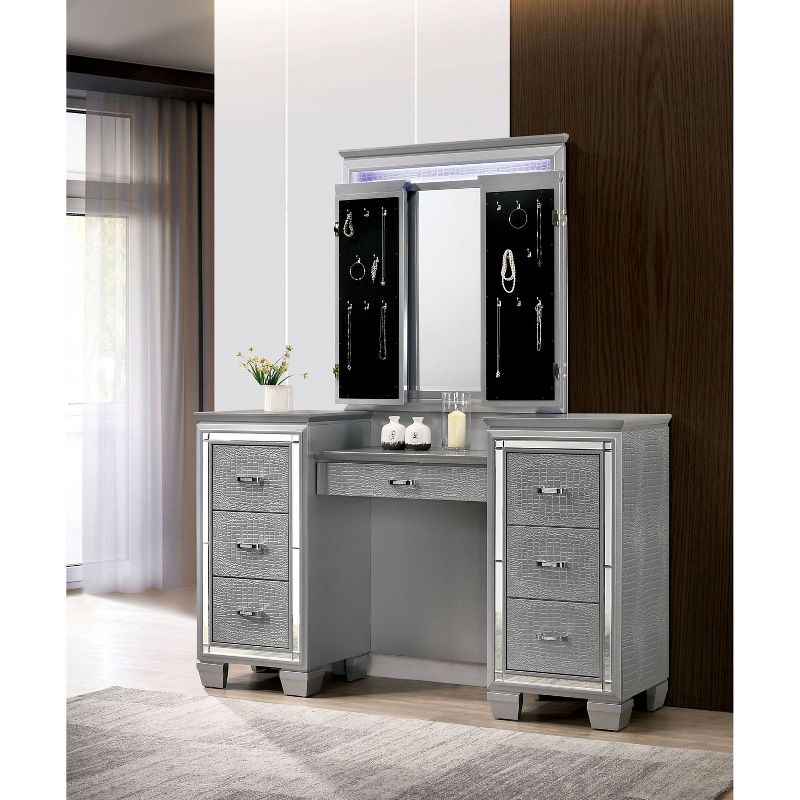 2pc Mallery Vanity Set with Stool Silver - HOMES: Inside + Out