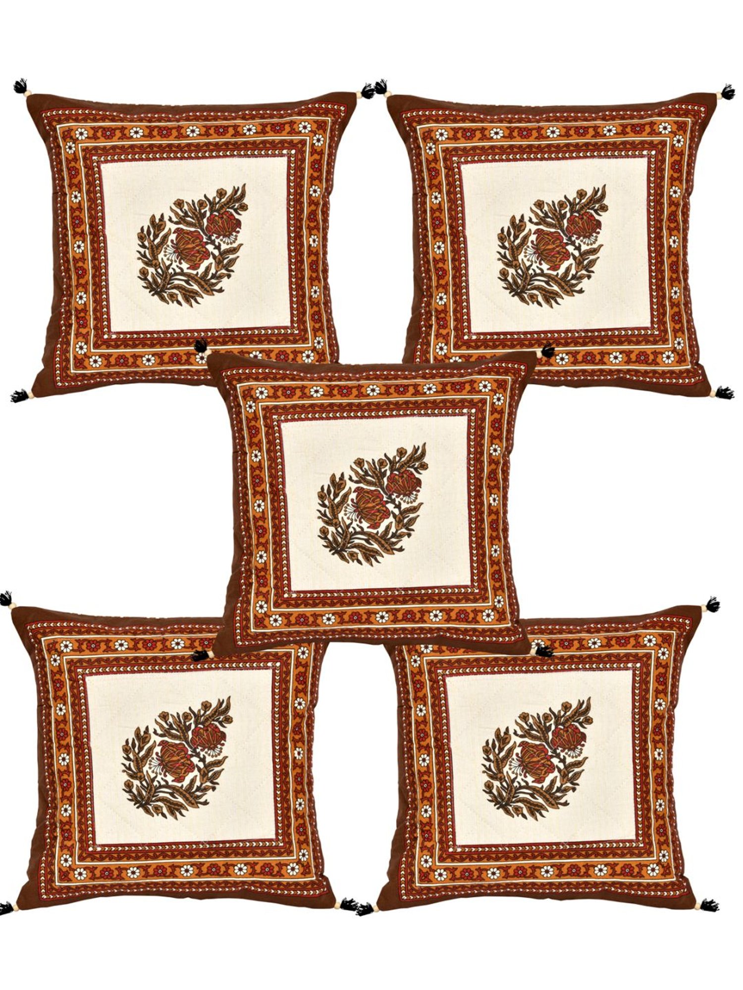 Living Roots Multicolor Cotton Cushion Covers - Set of 5