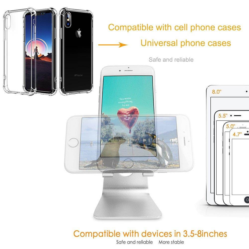 Adjustable Cell Phone Stand - ToBeoneer Phone Holder, [Update Version] Multi Angle Thicker Dock Compatible with Samsung iPhone X 8 7 6 6s Plus Charging, Home Office Desk Accessories - Black