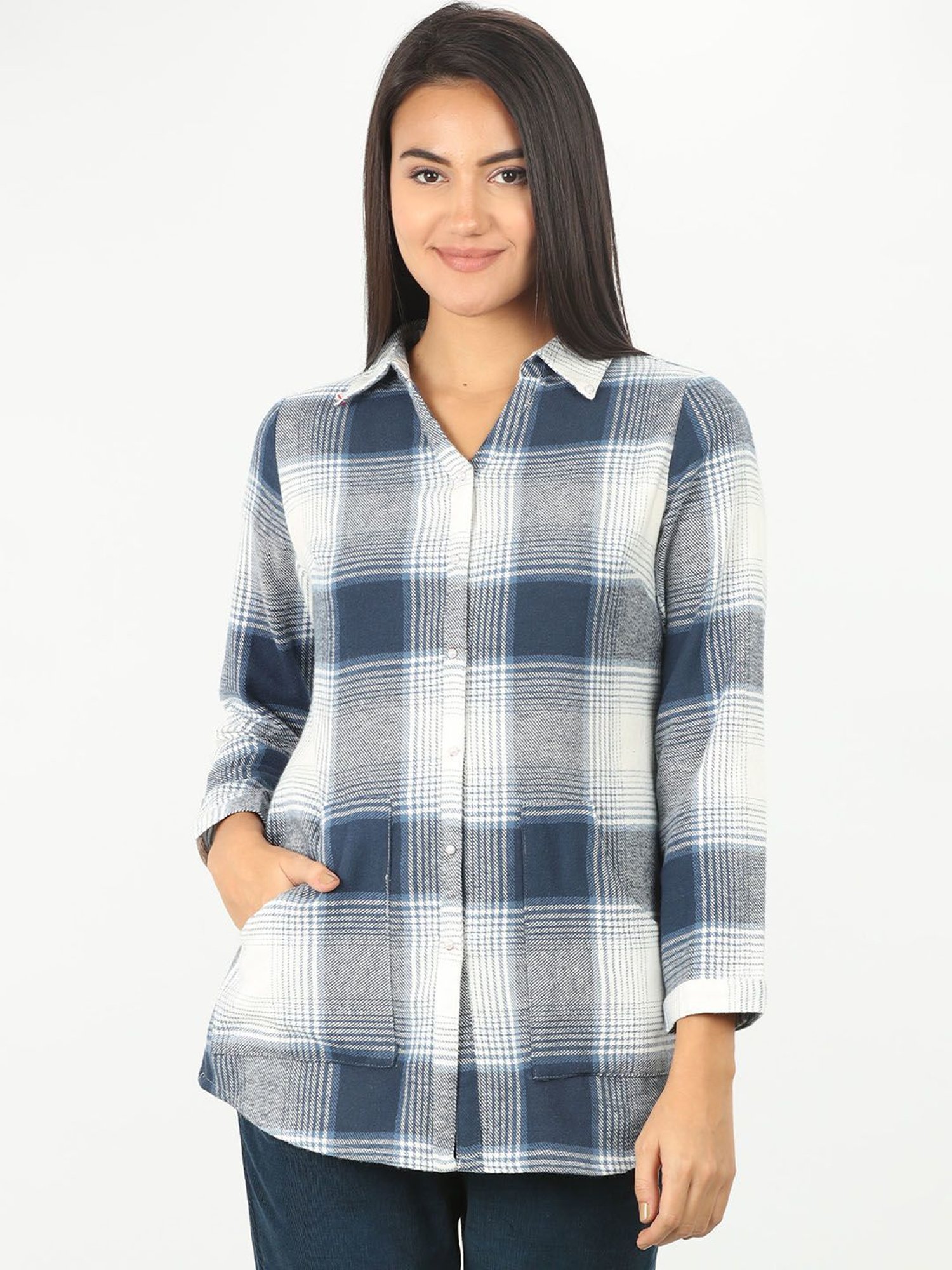 Mustard Blue & White Checks Shirt