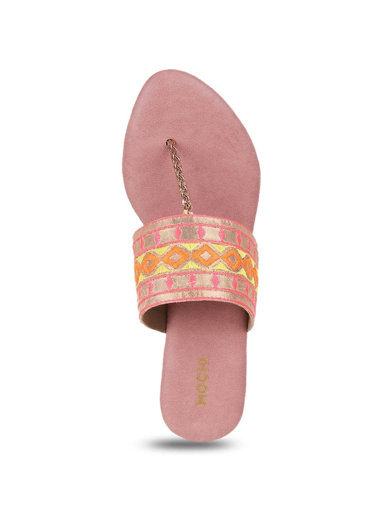 Mochi Women's Rose Gold T-Strap Sandals