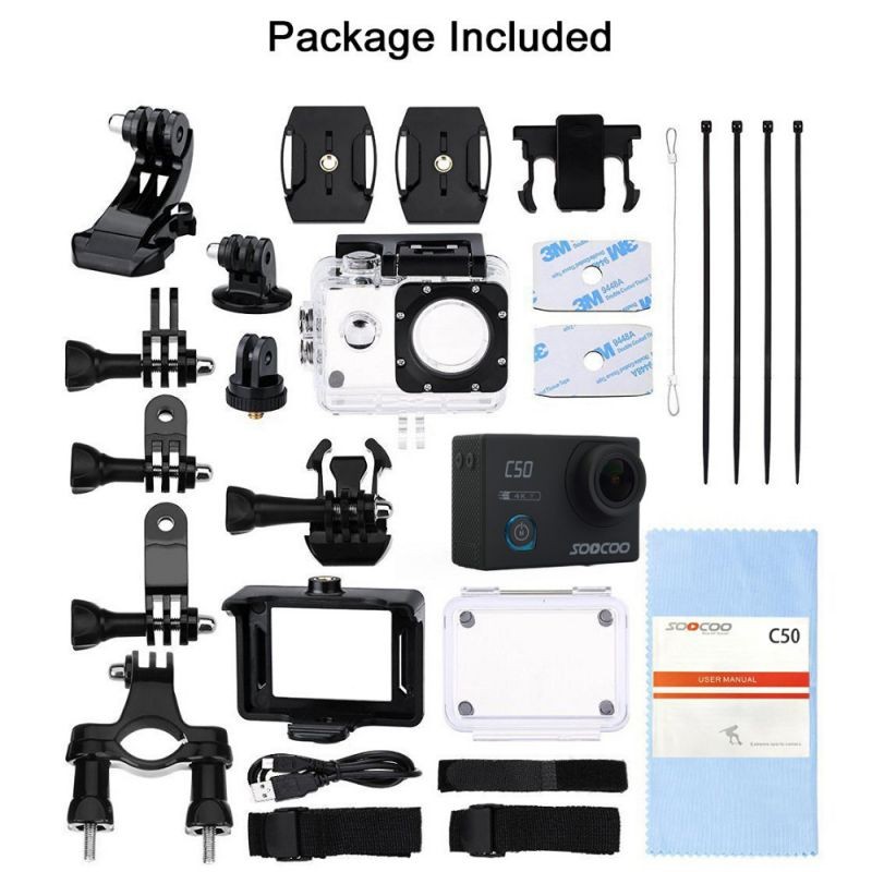 SOOCOO C50 Sports Action Camera Wifi 4K Gyro Adjustable Viewing Angles NTK96660 30M Waterproof Sport DV