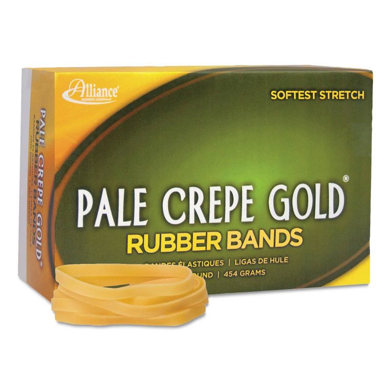 Alliance Pale Crepe Gold Rubber Bands, Size 64, 3-1/2 x 1/4, 1lb Box