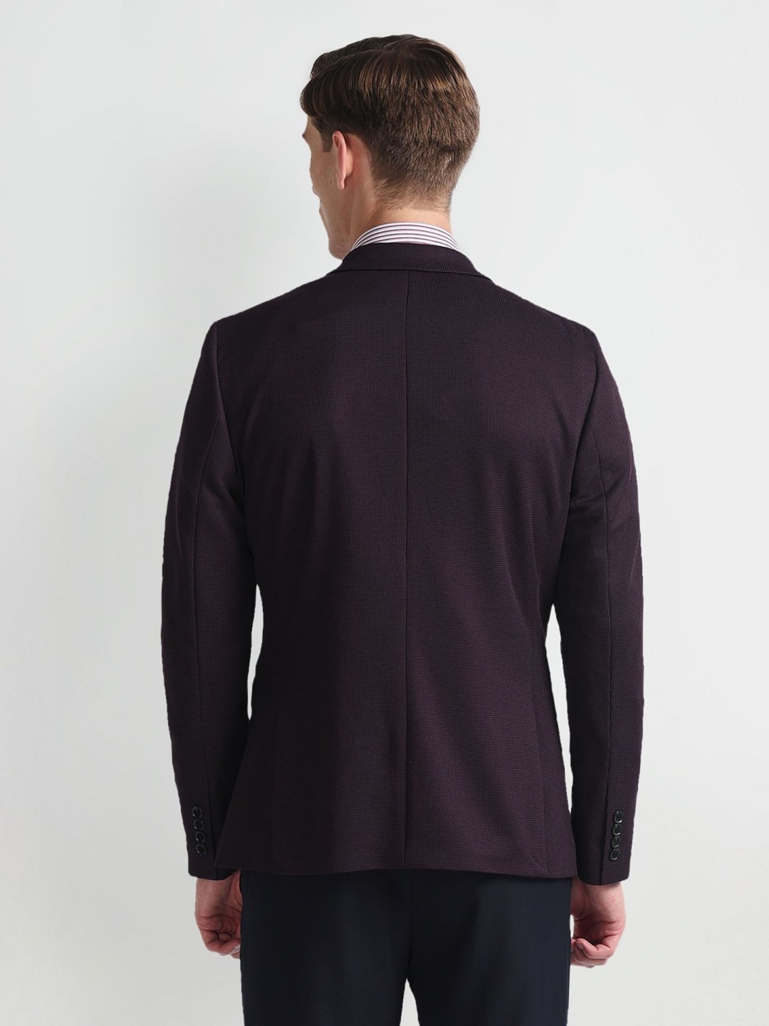 Arrow Red Slim Fit Texture Blazer