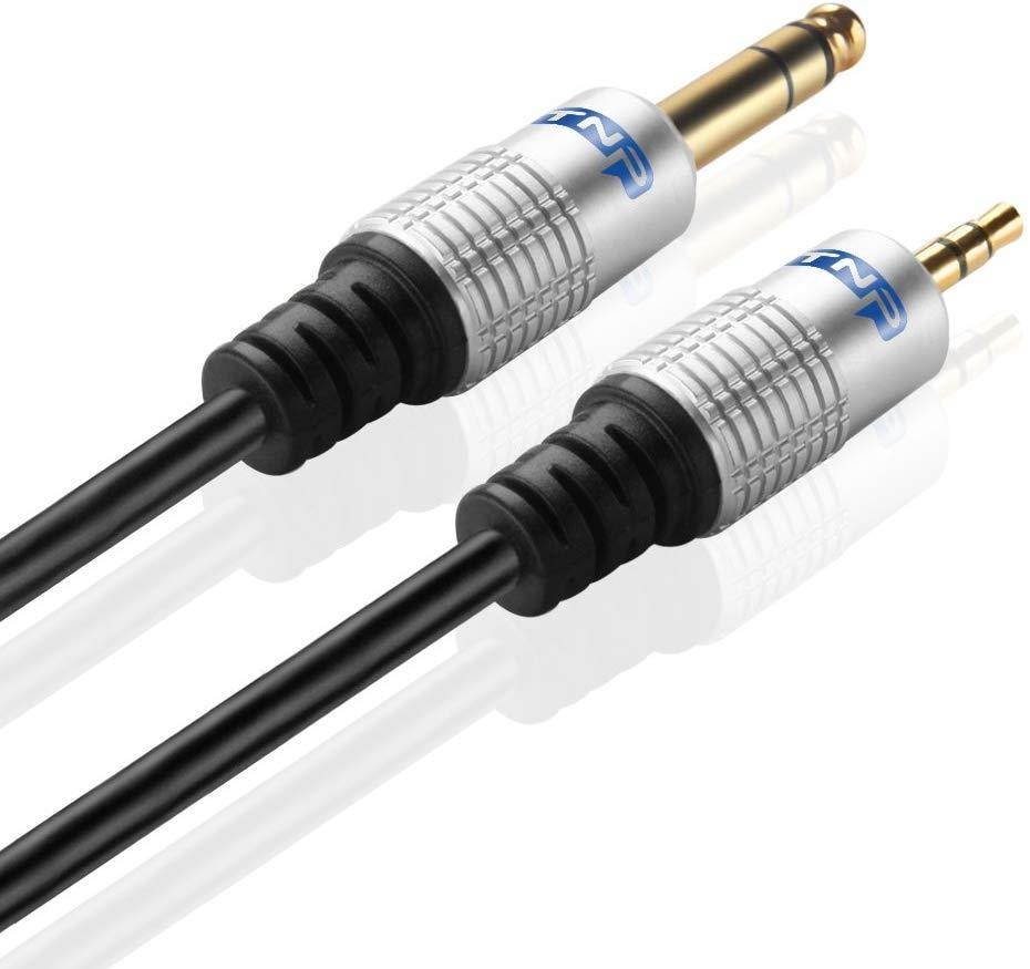 TNP Premium 6.35mm 1/4" to 3.5mm 1/8" Cable Adapter (3FT) - Male to Male TRS Stereo Audio Jack Plug Wire Cord Bi-Directional with Gold Plated Connector for iPod, Laptop, Home Theater, Amplifiers