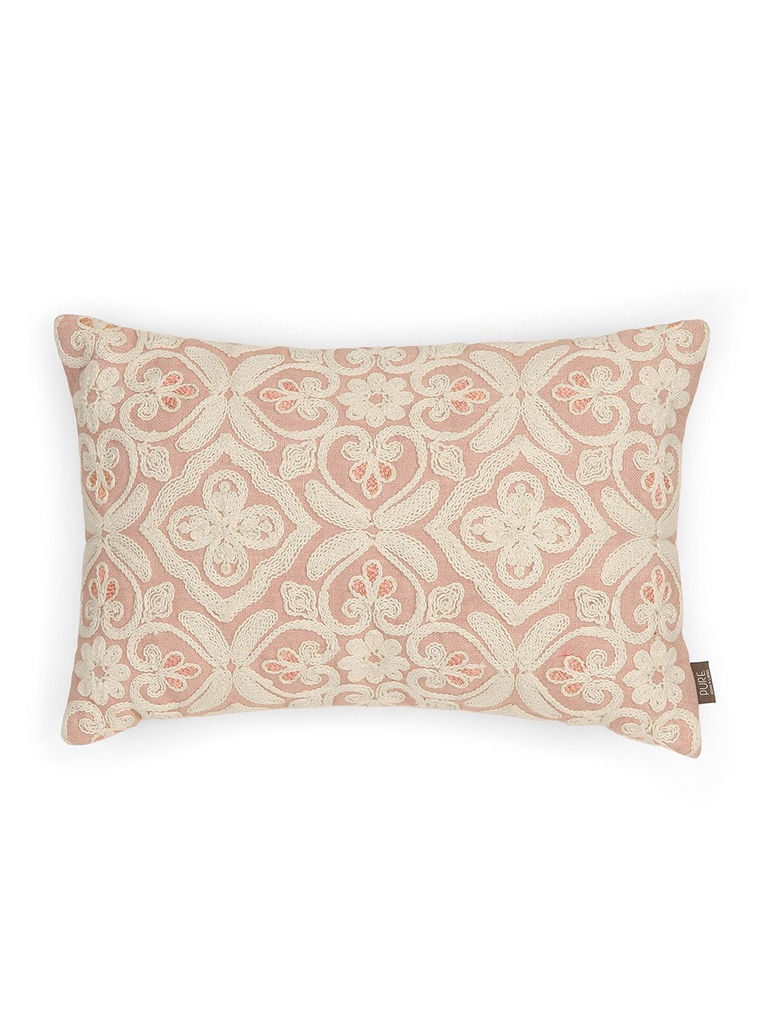 Pure Home and Living Pink Cotton Embroidery Cushion Covers