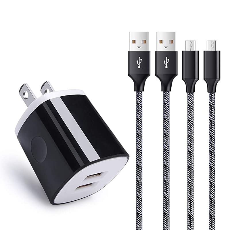 Charger Micro USB Cord Wall Charger Block Fast Charge Phone Cable Compatible for Samsung Galaxy S7 S6 S5 J7 J8 J6 J5 J4 J3 J2 J1LG K40 K30 K50 K20 K10 G3Moto E4 E5 E6 G4 G5 G6 Play