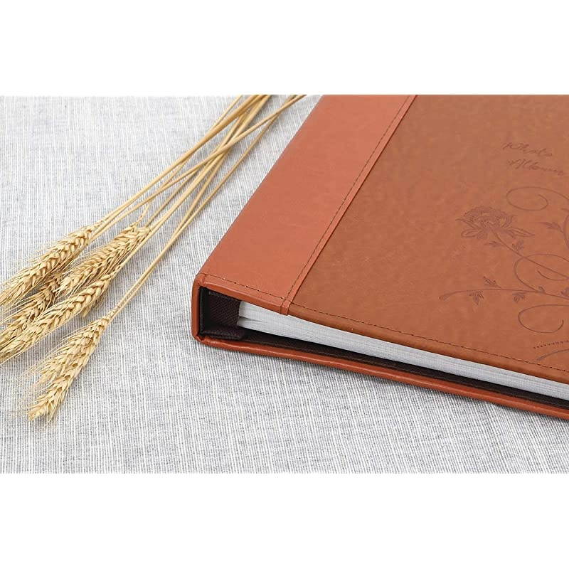 Photo Picutre Album 4x6 400 Photos Extra Large Capacity Leather Cover Wedding Family Photo Albums Holds 400 Horizontal and Vertical 4x6 Photos with White PagesBrown
