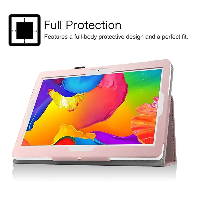 Case for Dragon Touch 10 inch K10 Notepad K10 Max10 Tablet Premium PU Leather Stand Cover Compatible Lectrus 101 Victbing 10 Hoozo 10 Winsing 10 ZONKO 101 Android Tablet Rose Gold