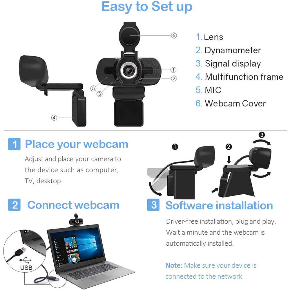 1080P Webcam with Microphone & Privacy Cover - NexiGo 110-degree Wide Angle Widescreen USB HD Camera, Plug and Play, Laptop Computer Web Cam for Zoom YouTube Skype FaceTime Hangout OBS