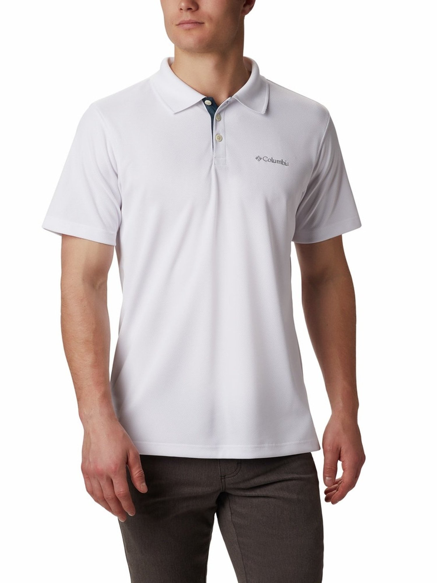 Columbia White Regular Fit Polo T-Shirt
