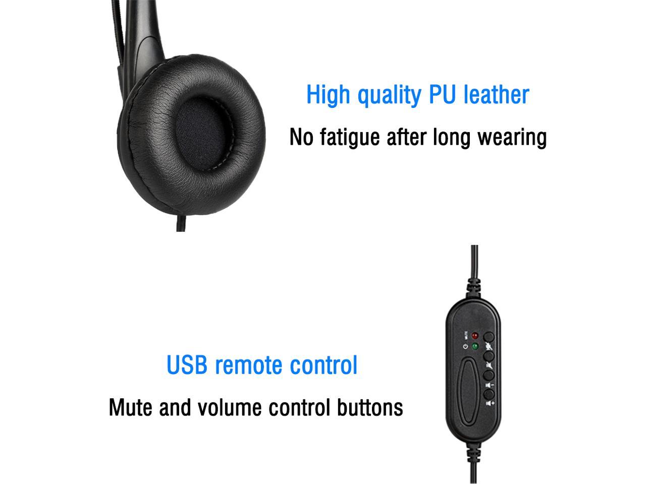 Ackmioxy USB Telephone Headset with Microphone Computer PC Headset Business Headphone for Skype Chat, Link, Online Learing, Conference Calls, Voice Chat, Softphones Call, Gaming etc for PC Laptops