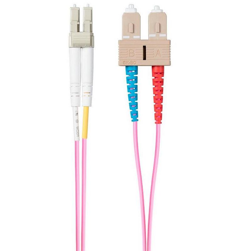 Monoprice Fiber Optic Cable - 3 Meter - Purple | OM4, LC/ST, Multi Mode Duplex, (50/125 Type) - Entegrade Series