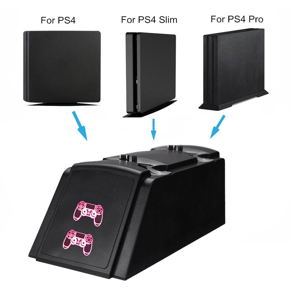 Wireless Dual Charging Dock Charger Stand with LED Light For PS4 Controller -
