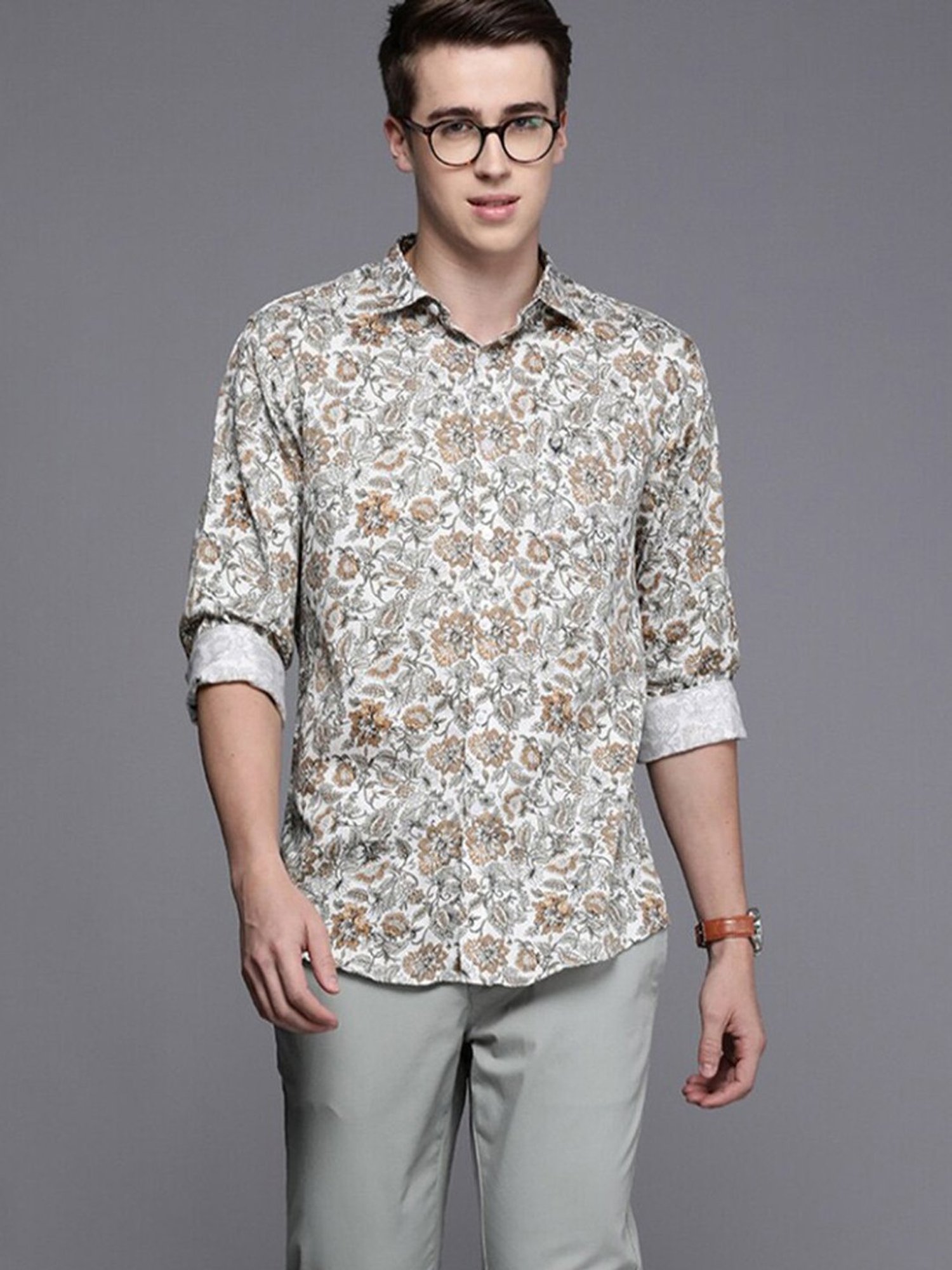 Spykar Blue Cotton Slim Fit Checks Shirt