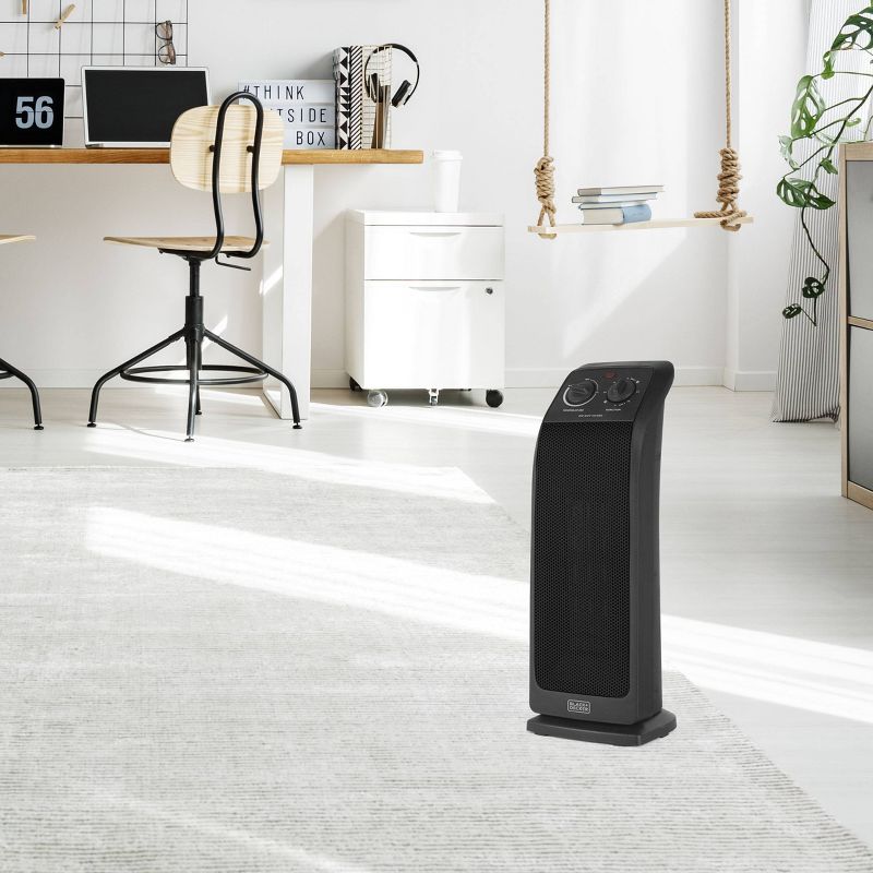 Pelonis HF-0063 1500-Watt 2-Setting Portable Oscillating Small Room Digital Fan and Personal Space Heater, Black