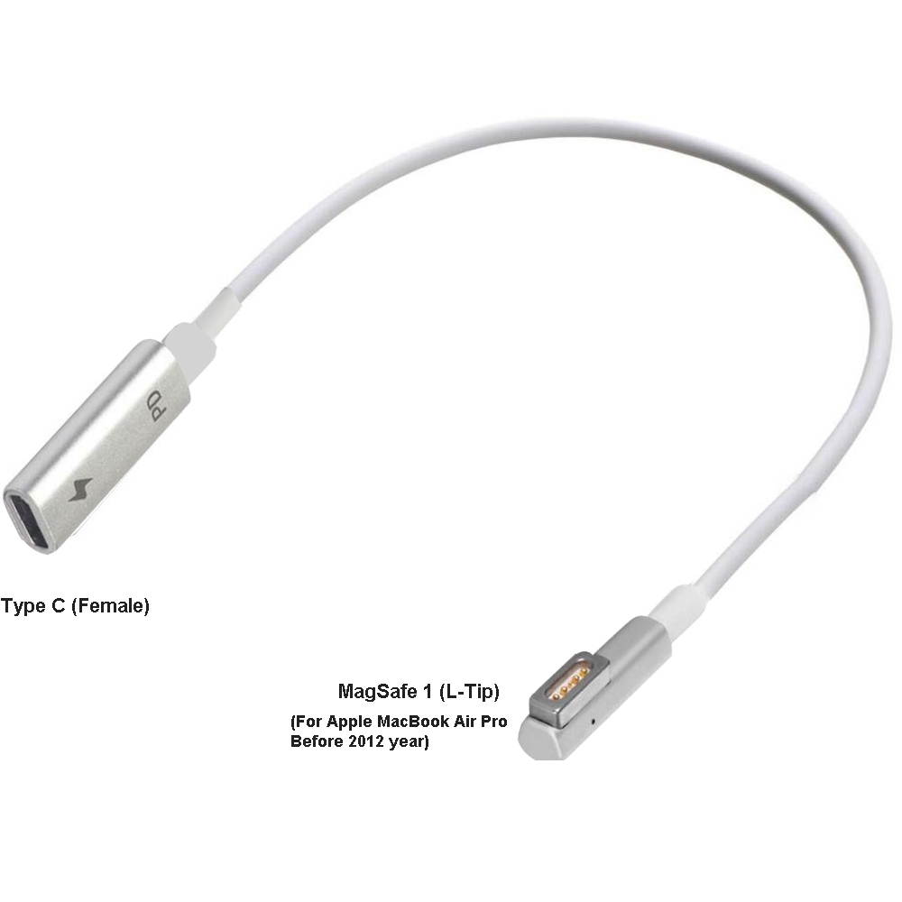 USB-C Type C Female to Magsafe 1 L-Tip Power Adapter  Charging Cable works for Apple MacBook Air Pro 15 inch 17 inch Before Year 2012(with Magsafe 1 L Shape tip)