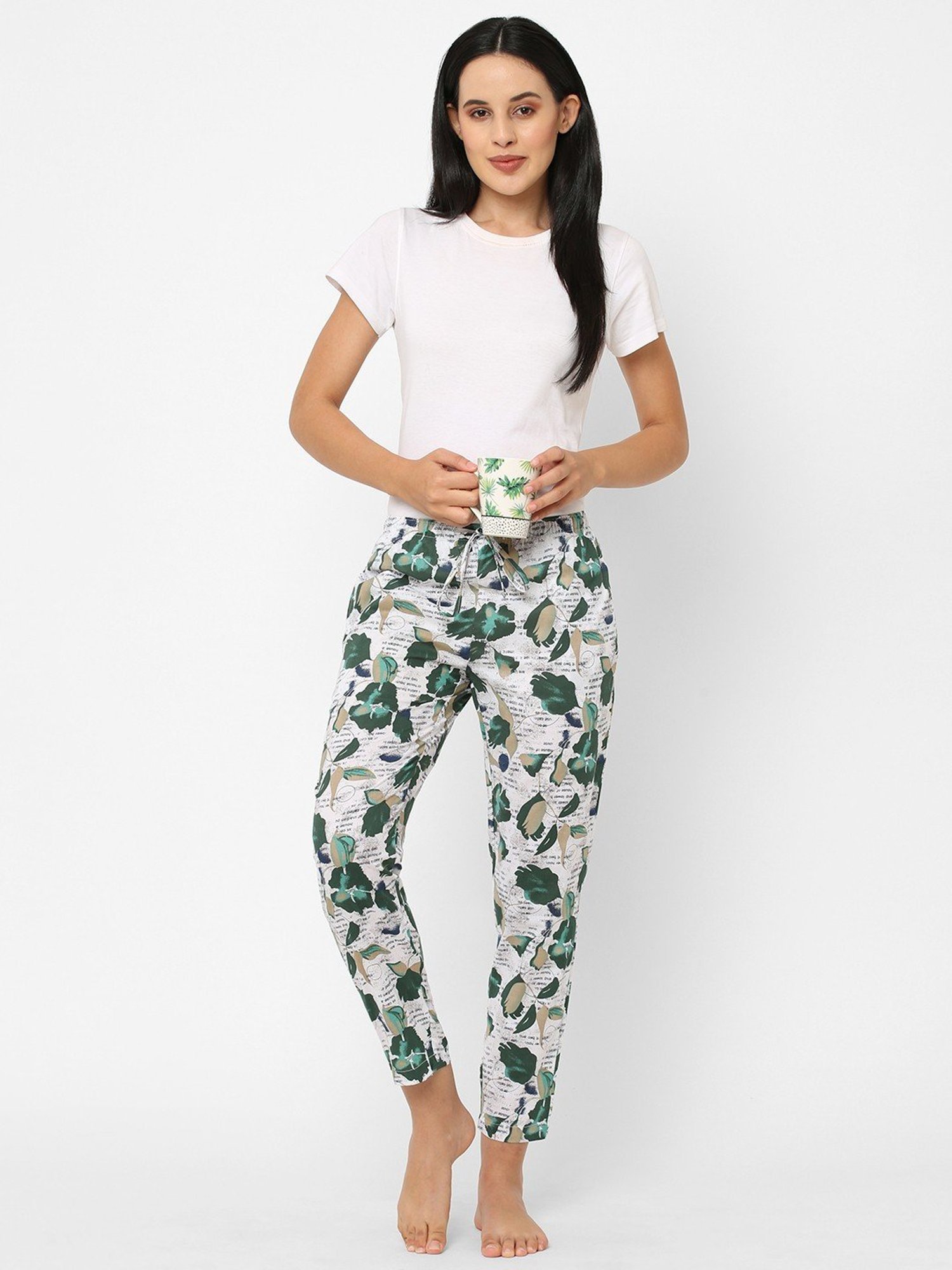 Urban Scottish White Printed Lounge Pants