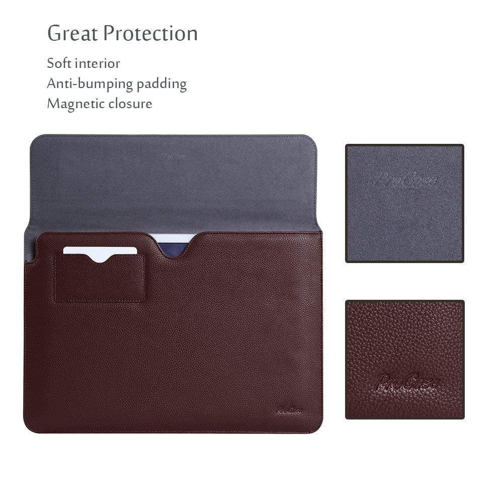 ProCase iPad Pro Case Sleeve, Cushion Protective Sleeve Bag Cover Case for Apple iPad Pro 12.9 Inch, Compatible with Apple Smart Keyboard, Documnet Pocket and Apple Pencil Holder (Brown)