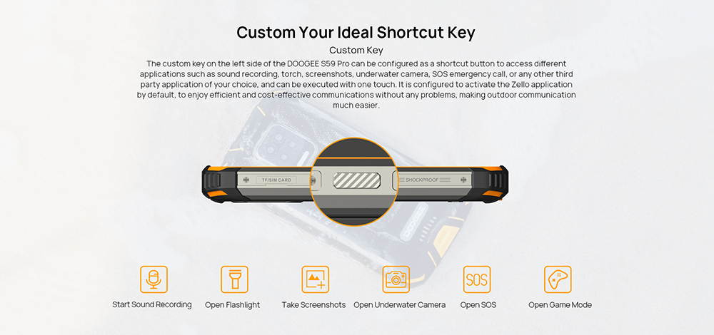 DOOGEE S59 Pro Unlocked Rugged Smartphone 10050mAh Battery 4GB + 128GB Unlocked Cell Phones 2W Loud Speaker 16MP Camera Android 10 5.71" Screen Helio P22 Waterproof Phone Face Fingerprint Unlocking