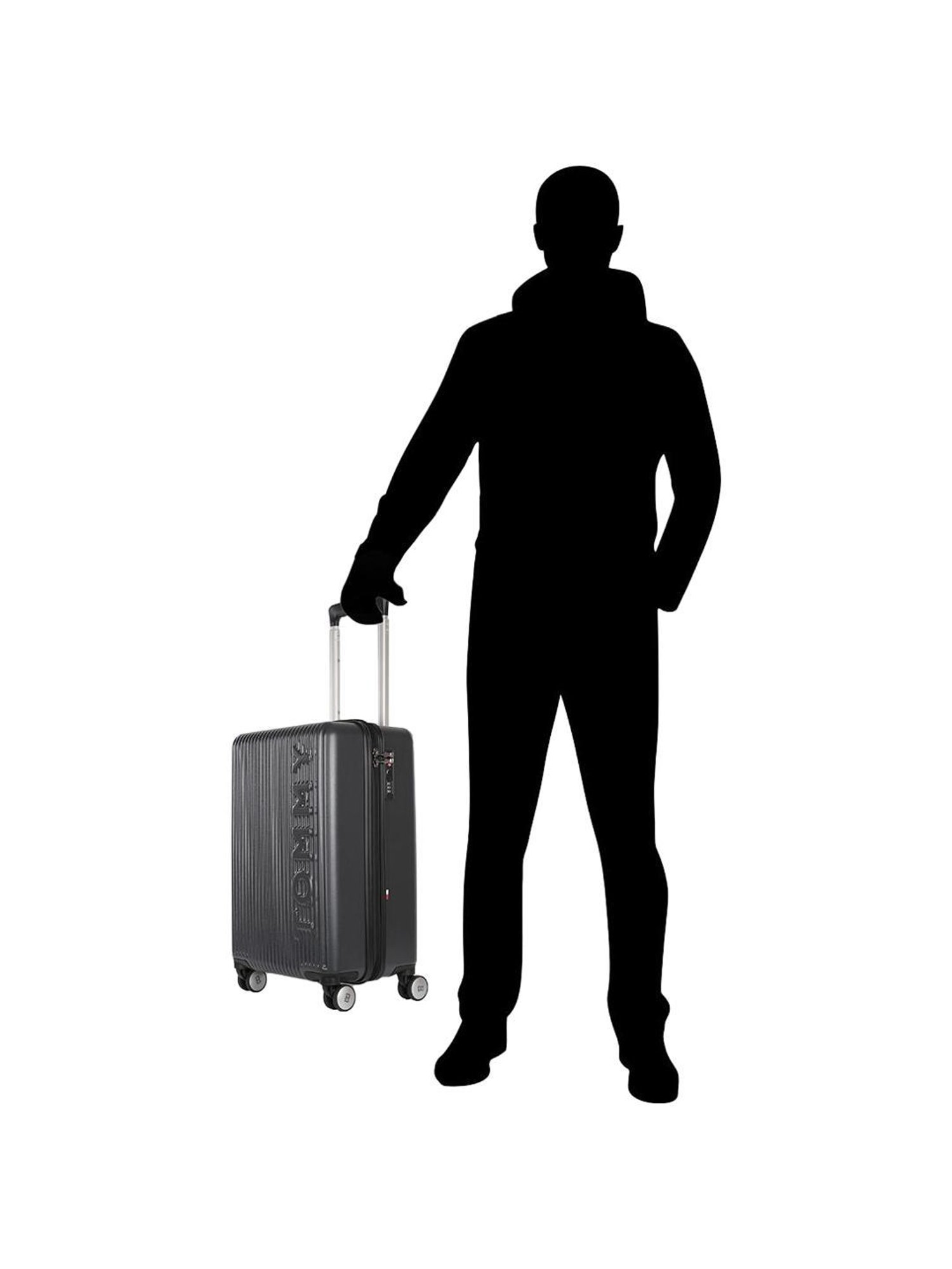 Tommy Hilfiger Empire Grey Textured Hard Cabin Trolley Bag - 35 cm